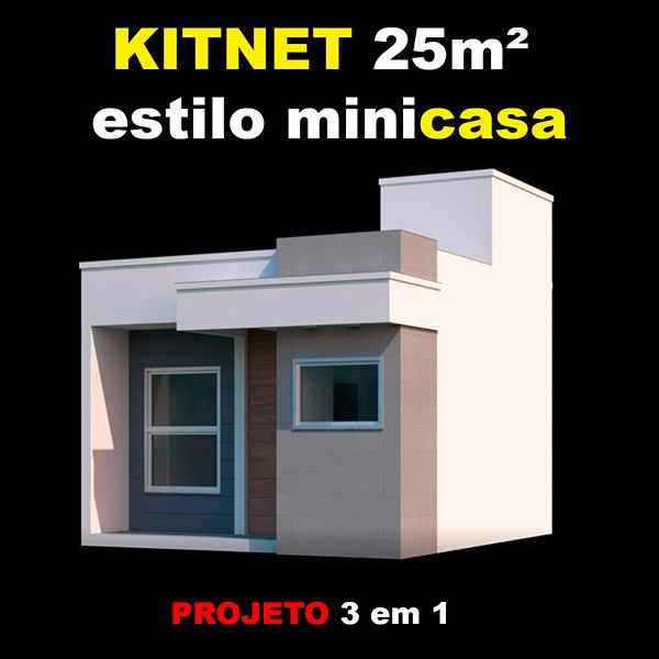 Projeto KITNET 25m² - mini casa - 3 em 1 por Bender-Projeto ONLINE