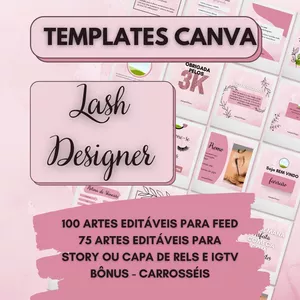 Imagem de capa para o Curso online Pack Canva Templates Lash Designer