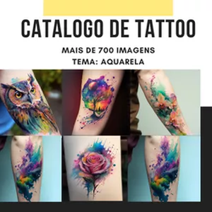 Imagem de capa para o Ebook Catálogo de tatuagens - Tema: Aquarela