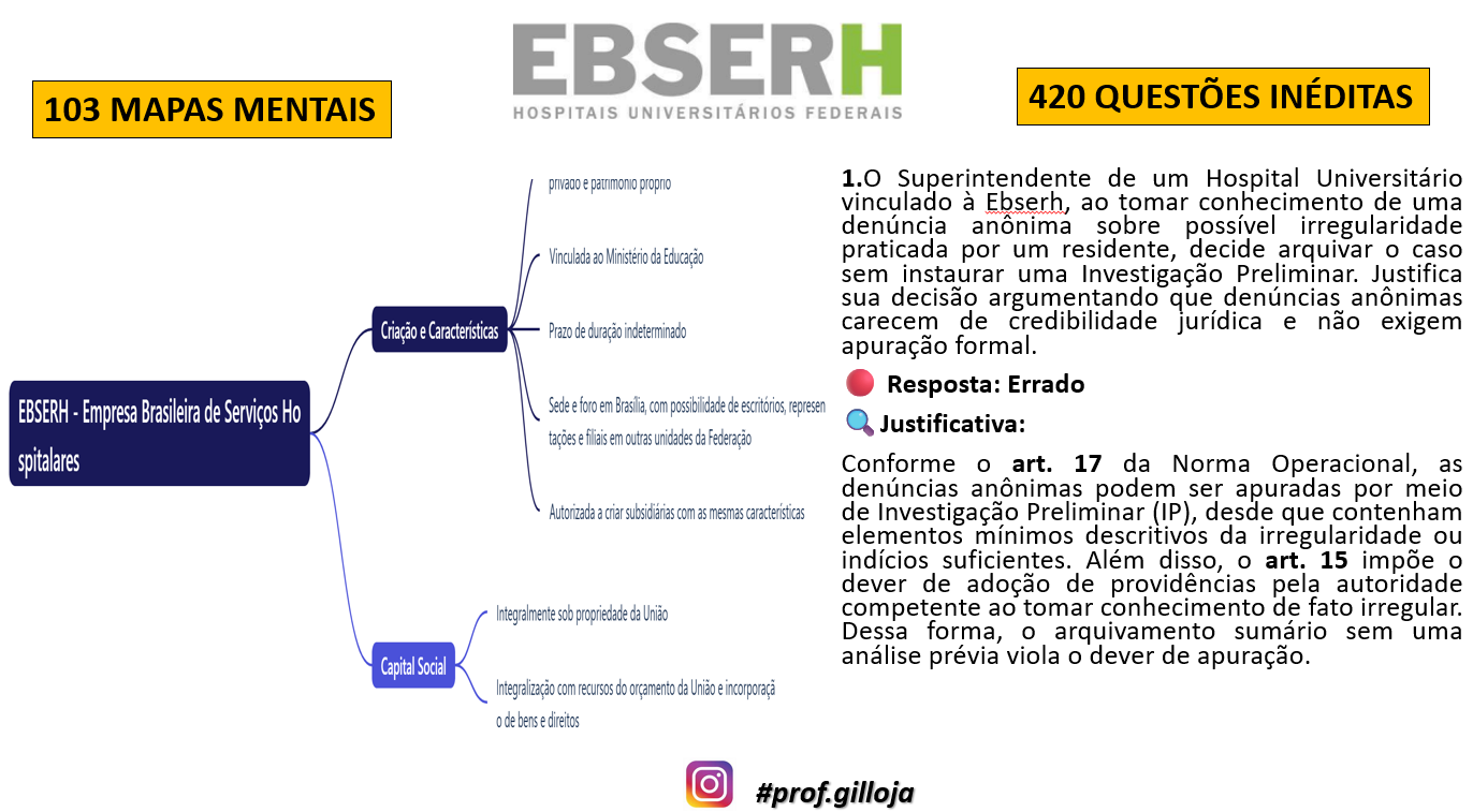 RETA FINAL EBSERH 2025! LIVE (AULA) + COMBO 120 MAPAS MENTAIS + 420 QUESTÕES - PROF. GIL LOJA — imagem 2