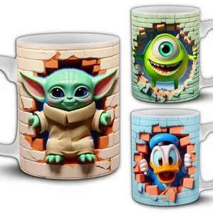 Imagen de portada para Curso online Personajes Animados 3D Diseños para Sublimar Tazas 11oz - Pack 40 PNGs estilo Pared Rota Caricaturas, Superheroes