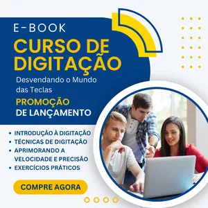 Imagem de capa para o Ebook Curso de Digitação: Desvendando o Mundo das Teclas