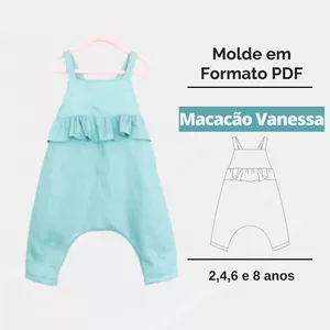 Imagem de capa para o Ebook Macacão Infantil Vanessa Modelagem  (2,4,6 e 8 anos)