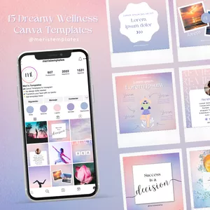 Cover image for Ebook 15 Dreamy Wellness Canva Templates for Instagram
