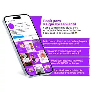 Imagem de capa para o Curso online Pack Canva - Psiquiatria Infantil | Posts com conteúdos nichados e editáveis para perfil do Instagram e Redes Sociais
