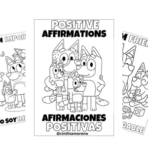 Imagen de portada para Ebook Bluey; afirmaciones positivas. Libro para colorear