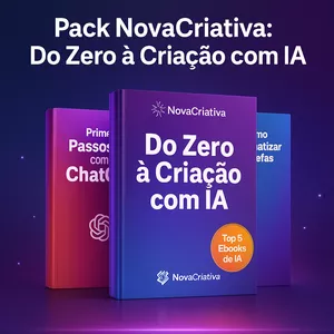 Imagem de capa para o Ebook Pack NovaCriativa: Do Zero à Criação com IA