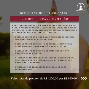 Imagem de capa para o Serviço online BEM ESTAR HOLÍSTICO ONLINE - PROTOCOLO TRANSFORMAÇÃO