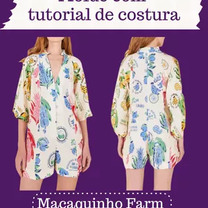 Imagem de capa para o Ebook molde com tutorial de costura macaquinho farm