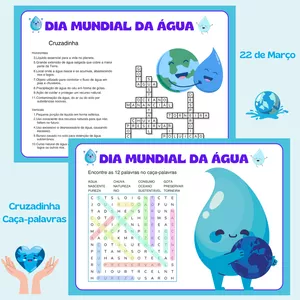 Imagem de capa para o Ebook Caça-palavras + Cruzadinha - Dia Mundial da Água