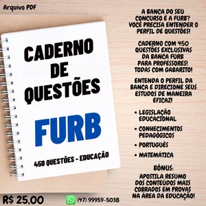 Imagem de capa para o Ebook FURB - 450 QUESTÕES EDUCAÇÃO + BÔNUS