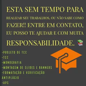 Imagem de capa para o Serviço online Dificuldade em fazer seu TCC!! Eu posso te ajudar!! 