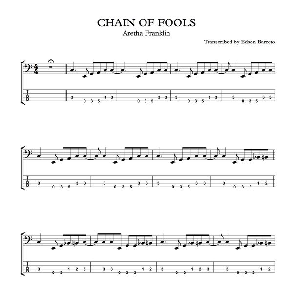 Chain Of Fools Aretha Franklin Bass Score Tab Lesson Edson
