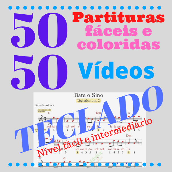 Imagem do curso TECLADO 50 Partituras 50 Vídeos de Nível Fácil e Intermediário