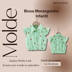 Imagem de capa para o Ebook Molde blusa Moranguinho infantil 