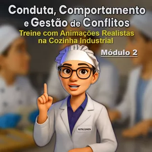 Imagem de capa para o Curso online Módulo 2 - Conduta, Comportamento e Gestão de Conflitos | Postura Profissional em Ação (Treine com Animações Realistas na Cozinha Industrial)