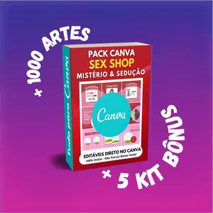 Imagem de capa para o Curso online Pack Canva - Sex Shop Mistério &amp; Sedução +1000Artes+5KitsBônus