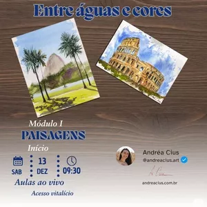 Imagem de capa para o Curso online Curso Entre Águas e Cores - Módulo I PAISAGENS