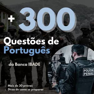 Imagem de capa para o Ebook +  300 QUESTÕES DE PORTUGUÊS - BANCA IBADE