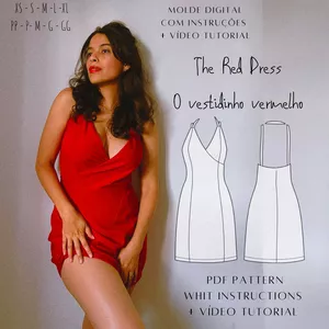 Imagem de capa para o Ebook Molde Digital + vídeo tutorial + instruções - confecção de vestido com transpasse embutido