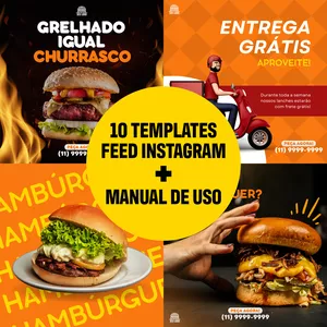 Imagem de capa para o Ebook Template Canva Pack + Manual de uso - Hamburgueria 