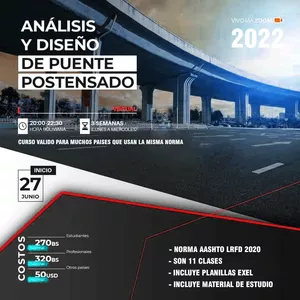 Imagen de portada para Curso online ANALISIS Y DISEÑO DE PUENTE POSTENSADO 2022- MODULO I