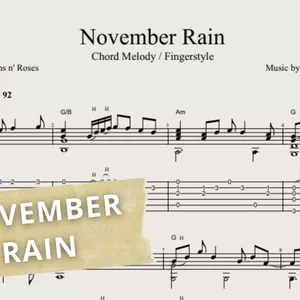 Imagem de capa para o Ebook November Rain | Guns N' Roses -Tablatura &amp; Partitura - Fingerstyle/Chord Melody