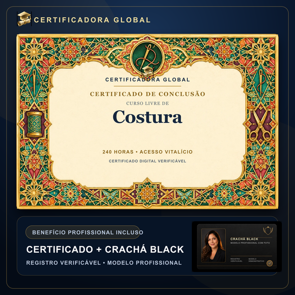 🔥 Bolsa 100% [APLICADA] - [MATRÍCULA] Curso de Formação em Costura - ACESSO VITALÍCIO - CRACHÁ BLACK + REGISTRO - CASHBACK R$ 25 - BÔNUS APOSTILA EXTRA>