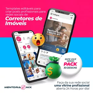 Imagem do curso Pack de Templates Editáveis para Criar Posts Profissionais para Redes Sociais de Corretores de Imóveis