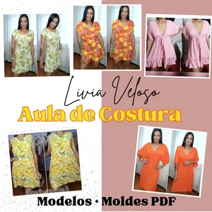 Imagem de capa para o Curso online Aula de Costura da Livia Veloso + Moldes em PDF