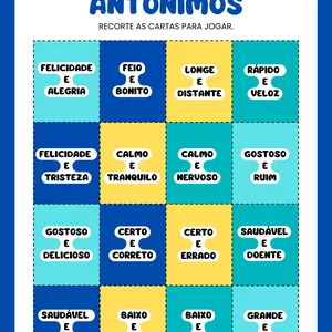 Imagem de capa para o Ebook Jogo Sinônimos e Antônimos + Jogo da Memória dos Antônimos