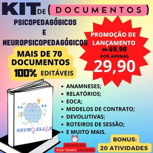 Imagem de capa para o Ebook Kit de documentos psicopedagógicos e neuropsicopedagógicos