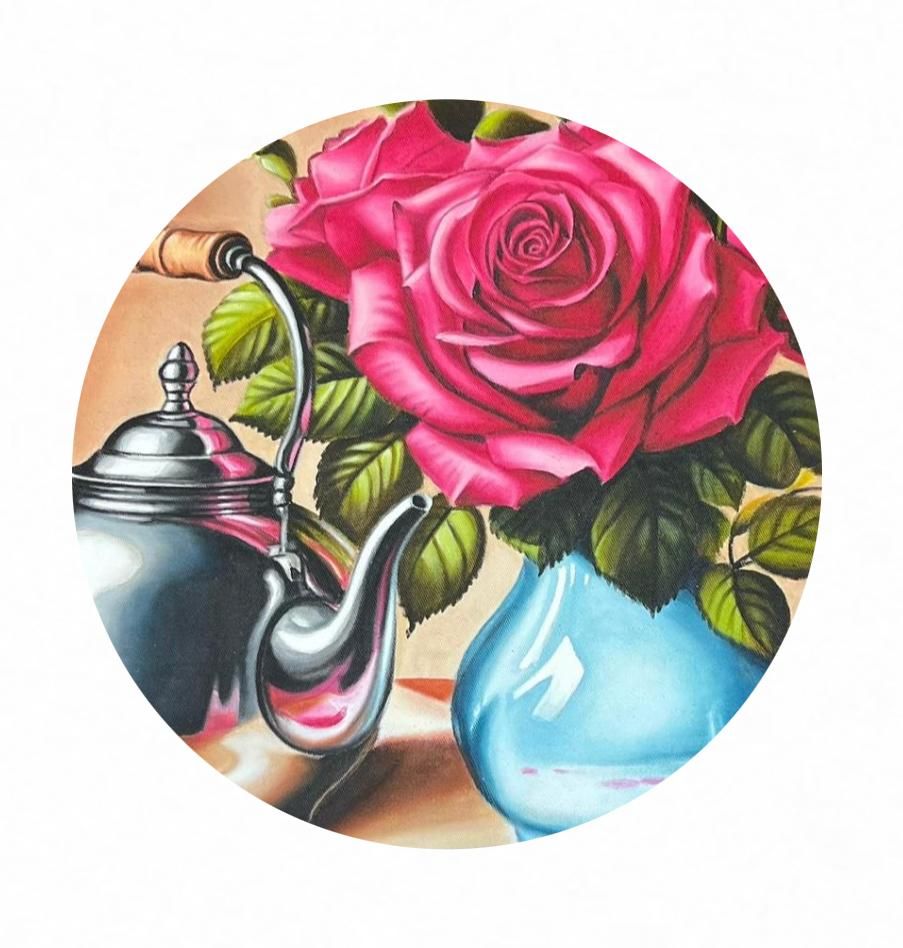 Chaleira Inox e Vaso Azul>