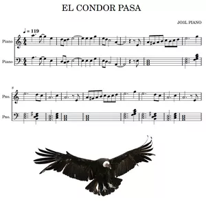 Imagen de portada para Ebook Partitura Piano FÁCIL de "El Cóndor Pasa"