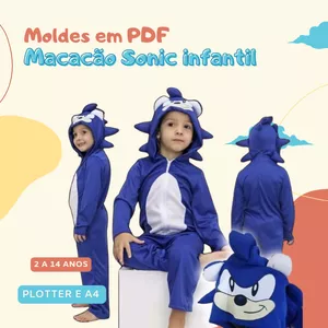 Imagem de capa para o Ebook Molde macacão Sonic infantil 