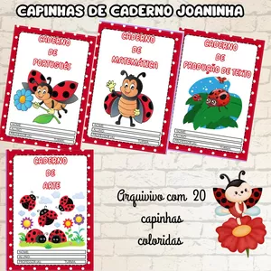 Imagem de capa para o Ebook 🌟 Capinhas para caderno Joaninha 🐞  