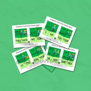 Imagem de capa para o Ebook Pack Básico de Recursos ESL - Possessive Adjectives &amp; Personal Pronouns: Quebra-Cabeça Gramatical