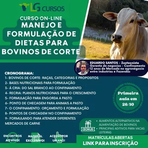 Imagem do curso Manejo e Formulação de Dietas para Bovinos de Corte 