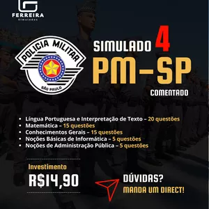 Imagem de capa para o Ebook  Soldado PMESP Simulado 4 (comentado)
