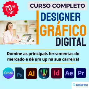 Imagem do curso Designer Gráfico Master:  Aprenda Photoshop + Canva + Illustrator + Corel Draw:  Pacote de 4 cursos completos + 3 Cursos de Bônus 