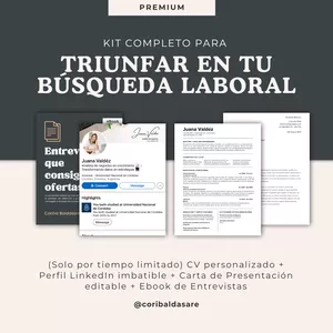 Imagen de portada para Curso online Armado CV personalizado+Linkedin+eBook Entrevistas+Editable Carta Presentación