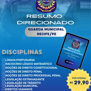 Imagem de capa para o Ebook 🎯 Material Simplificado para o Concurso GCM Recife - Apenas R$ 29,90 + Bônus de 200 Mapas Mentais! ✨📚