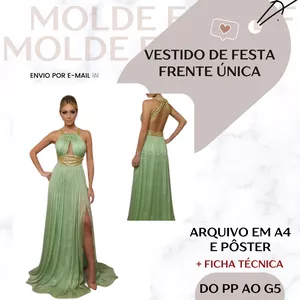Imagem de capa para o Ebook Vestido de Festa Frente Única - Molde em PDF
