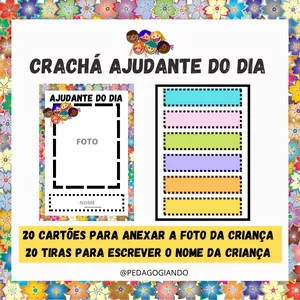 Imagem de capa para o Ebook  AJUDANTE DO DIA  - CRACHÁ