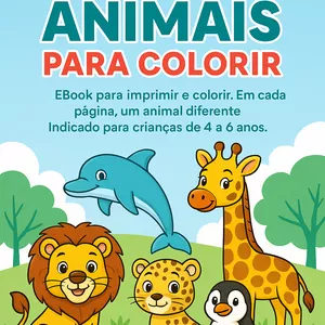 Imagem de capa para o Ebook 100 animais para colorir