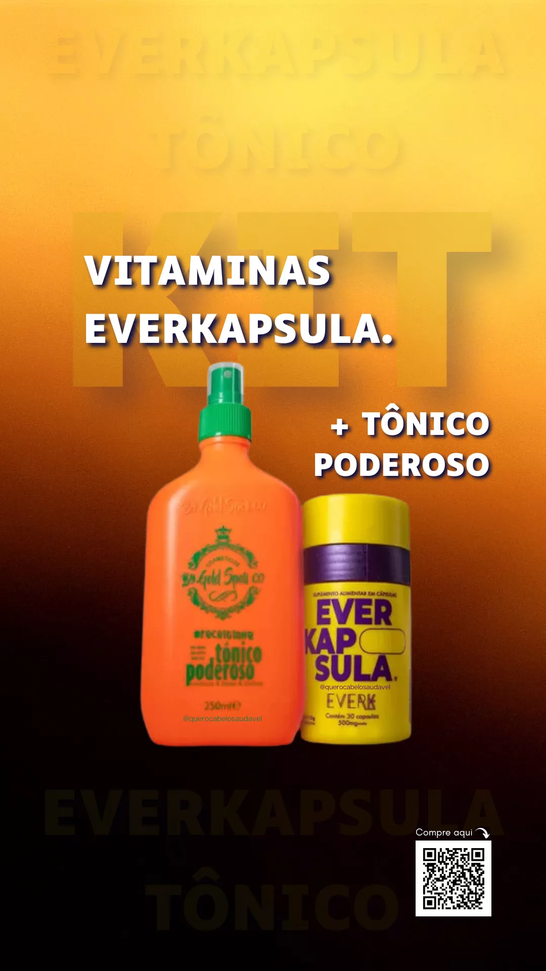 Kit Tônico Poderoso + Vitaminas Everkapsulas Everk Gold Spell