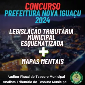 Imagem de capa para o Ebook Legislação Tributária Municipal Esquematizada + Mapas Mentais - Concurso Prefeitura de Nova Iguaçu / 2024