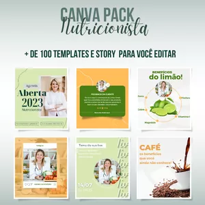 Imagem de capa para o Ebook PACK CANVA NUTRICIONISTA