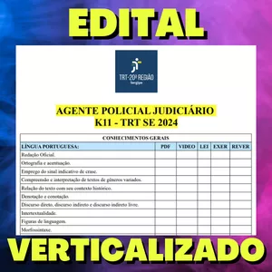 Imagem de capa para o Ebook AGENTE POLICIAL JUDICIÁRIO K11 - TRT 20 SE 2024 - Edital Verticalizado