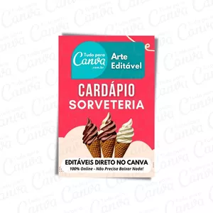 Imagem principal do produto Canva Pack Editável - Cardápio de Sorveteria + 5 Kits Bônus